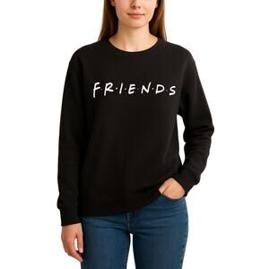 FRIENDS TV Show Logo Black Crewneck Sweatshirt Women’s Size L Long Sleeve